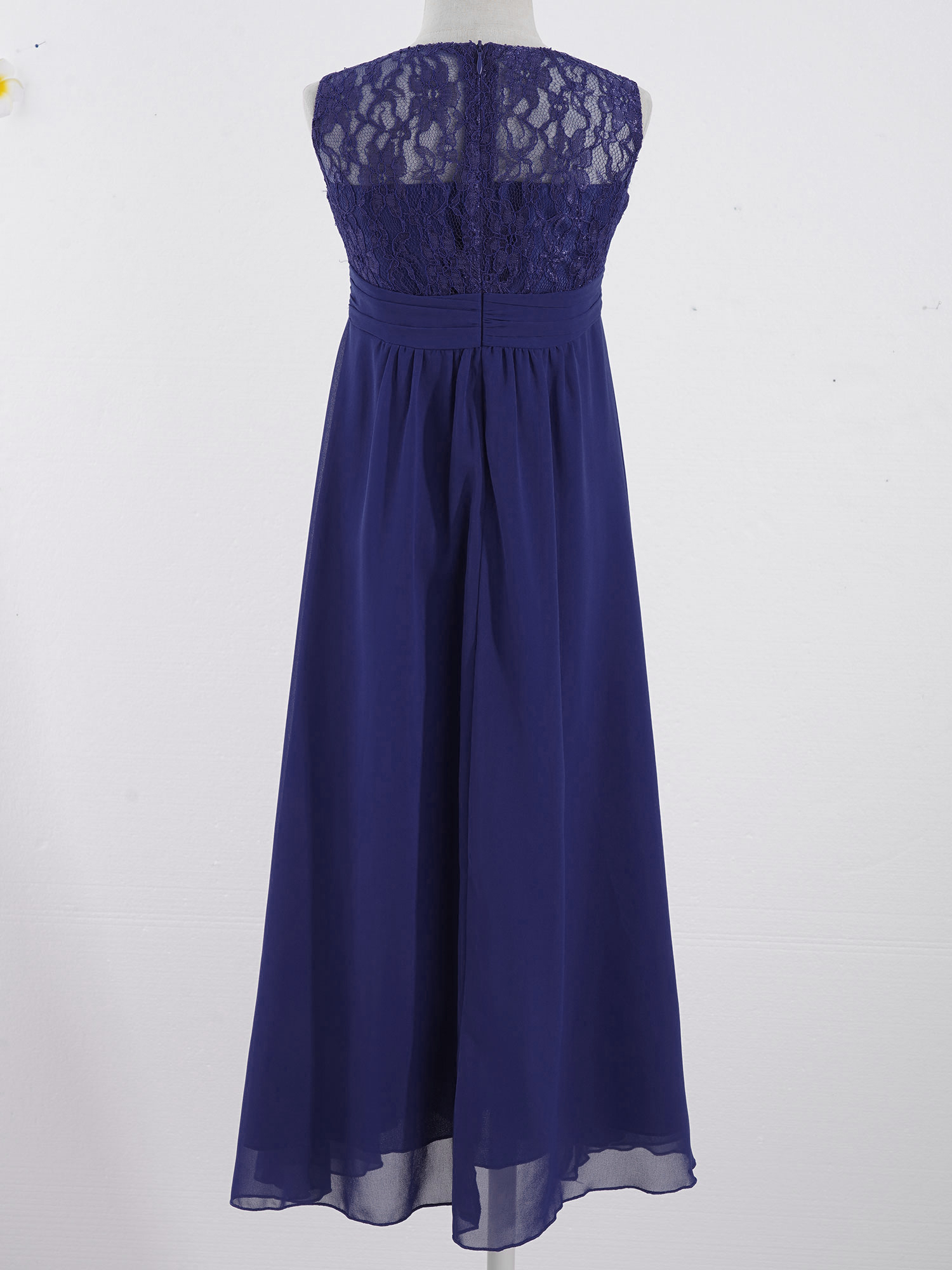 4-16Yrs Mädchen Ärmellosen Chiffon Spitze Party Kleider Blume Mädchen Kleid Pageant Hochzeit Brautjungfer Geburtstag Prinzessin Maxi Kleid – Detail 16