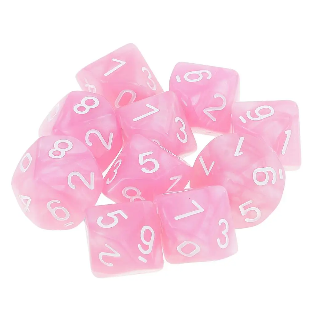 10Pieces 10 Sided Dices D10 Polyhedral Dice Set DND RPG MTG Table Board Game Dice for Teaching Math Entertainment Toys