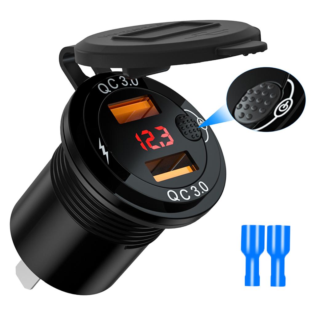 QC 3.0 Dual USB Car Charger  Charge w/  Lighter Adapter for  Truck RV Waterproof