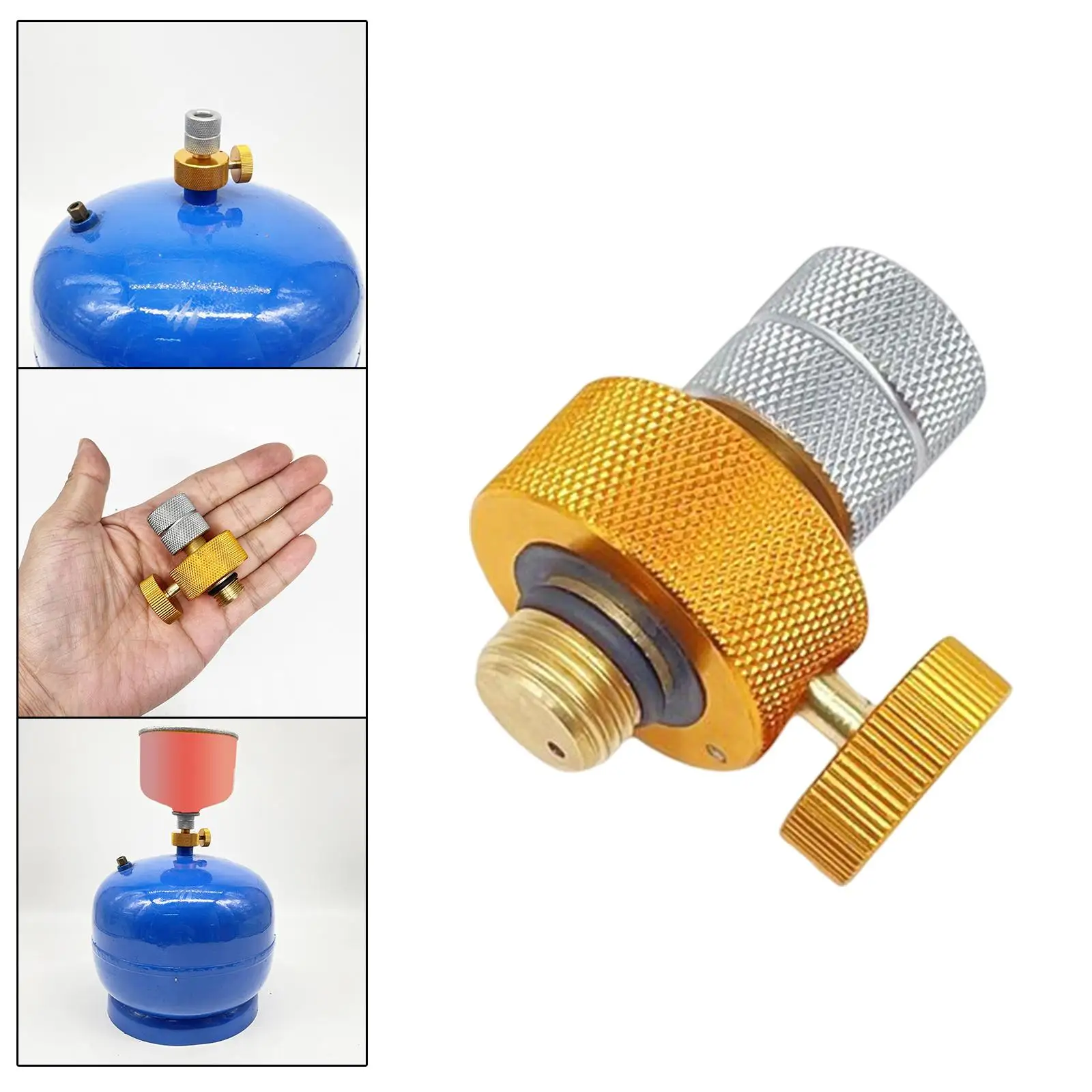 Outdoor Gas Tank Adapter Connector Gas Filling Adapter Cylinder Tank Split Type Convert for Camping Filling Hiking Cooking