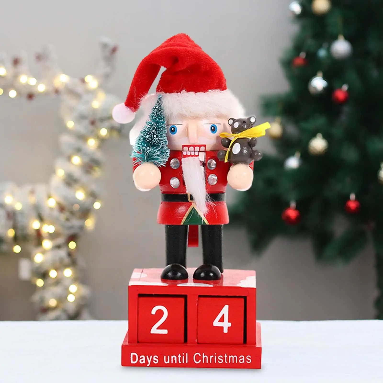 Xmas Calendar Blocks Decor Farmhouse Doll Santa Claus Xmas Gifts Number Calendar Ornament for Home Indoor Advent