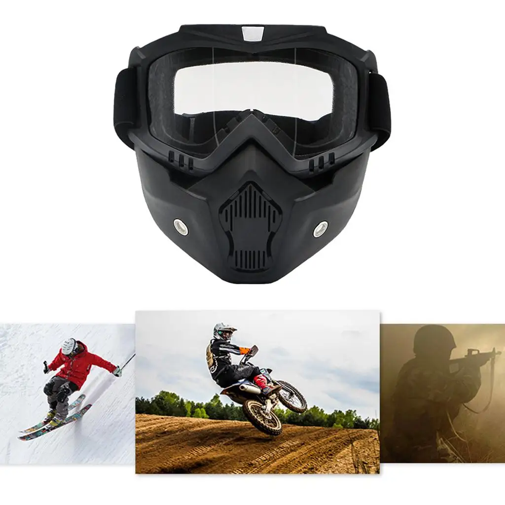 2x Motorcycle s with Detachable  ,Road Riding Motorbike Glasses,Dustproof Windproof for Skiing Riding Outdoor Activities