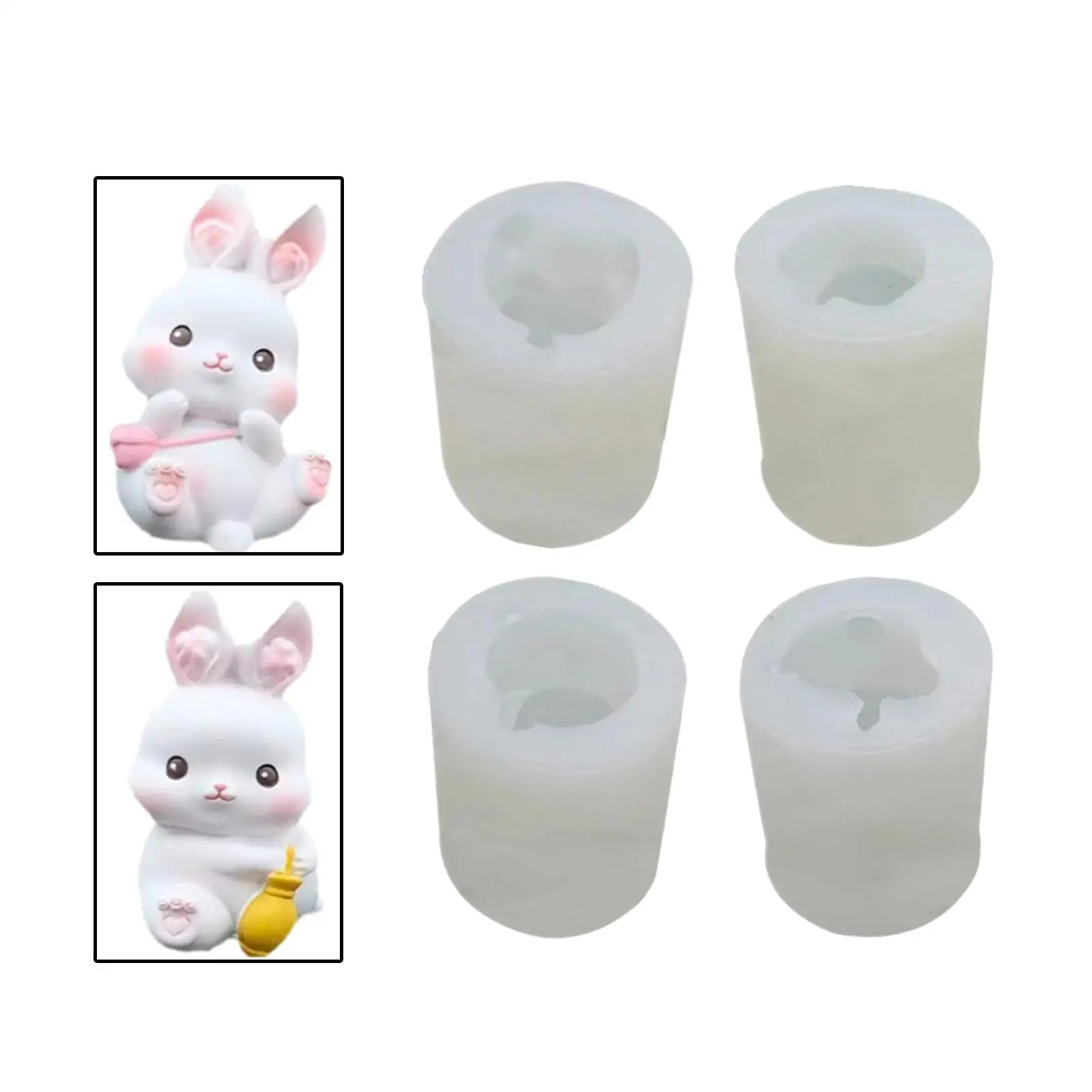 4 Pieces Bunny Chocolate Moulds Silicone Bunny Baking Mould Cake Moulds for Baking Party Pudding Cake Ice Cream