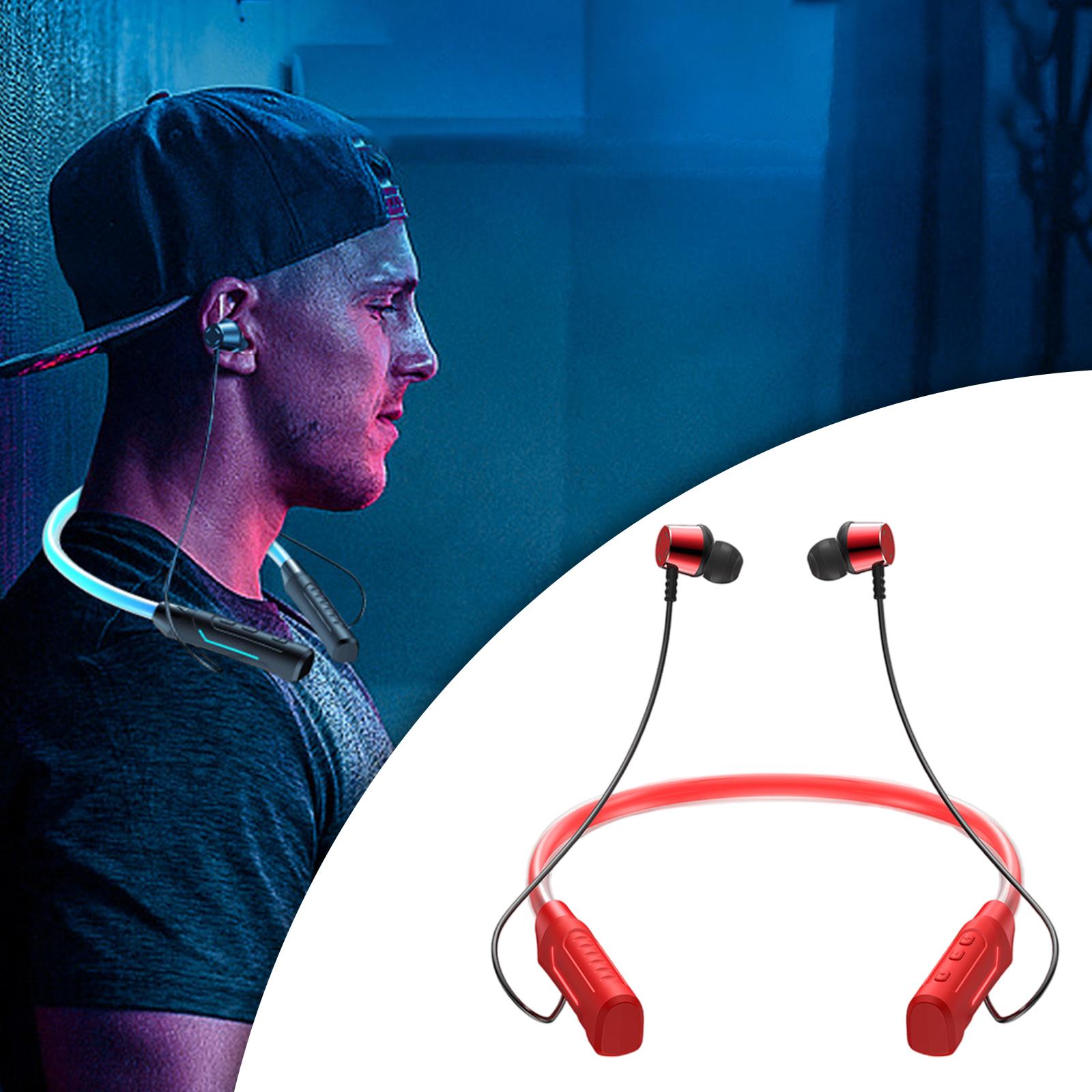  Headphones, Neckband Stereo Earphones RGB 00mAh Sports Headset Sports Earphone for Running Home Jogging Bicycling Driving