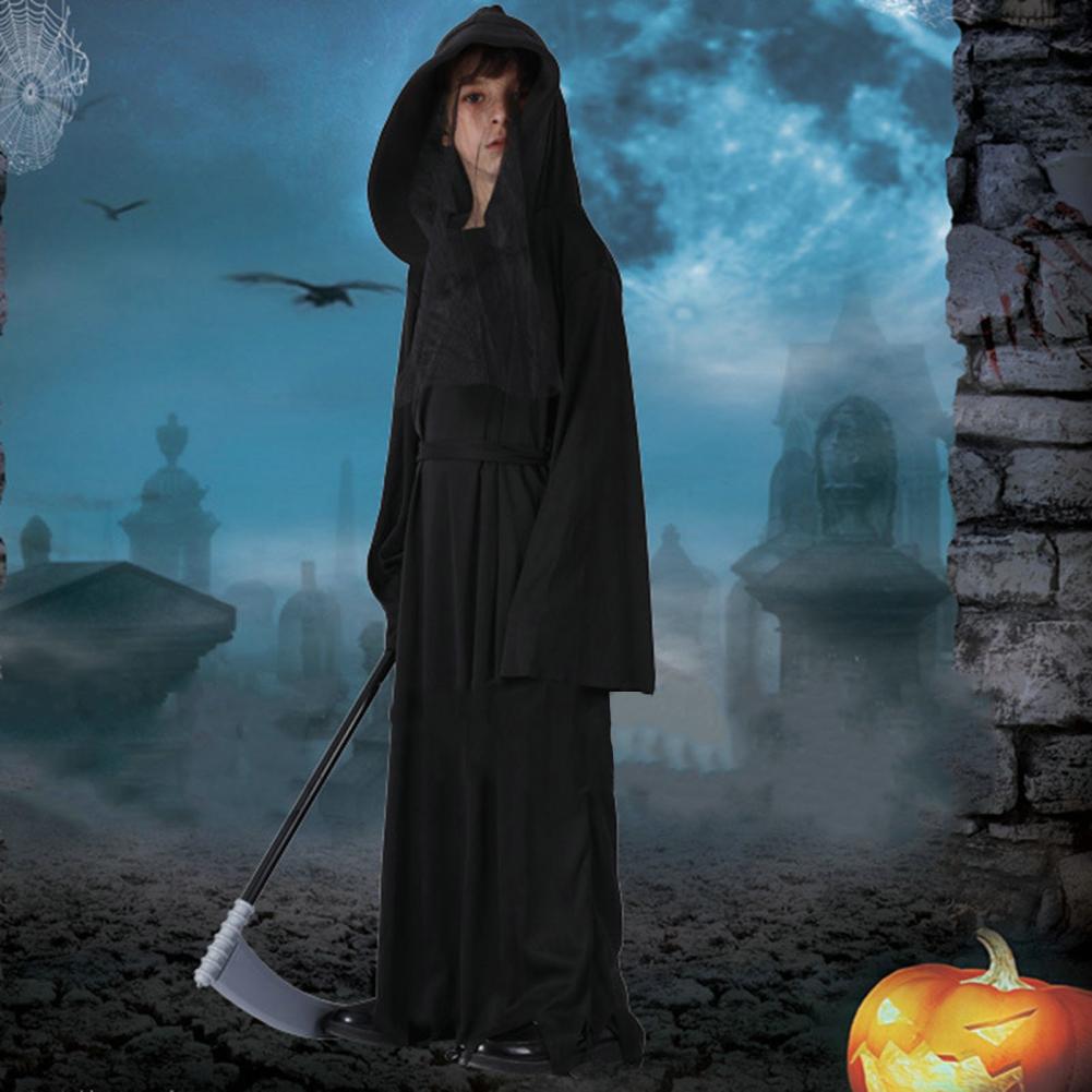 Костюм для косплея Grim Reaper, карнавальный костюм, яркие глаза смерти,  серп, халатный пояс, костюм на Хэллоуин, 1 комплект