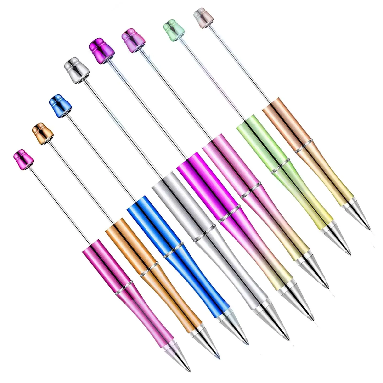 8 Pieces Rollerball Pen DIY Creative 1mm Printable Portable Assorted Colors Bead Pens for Taking Notes Draw Exam Writing Office