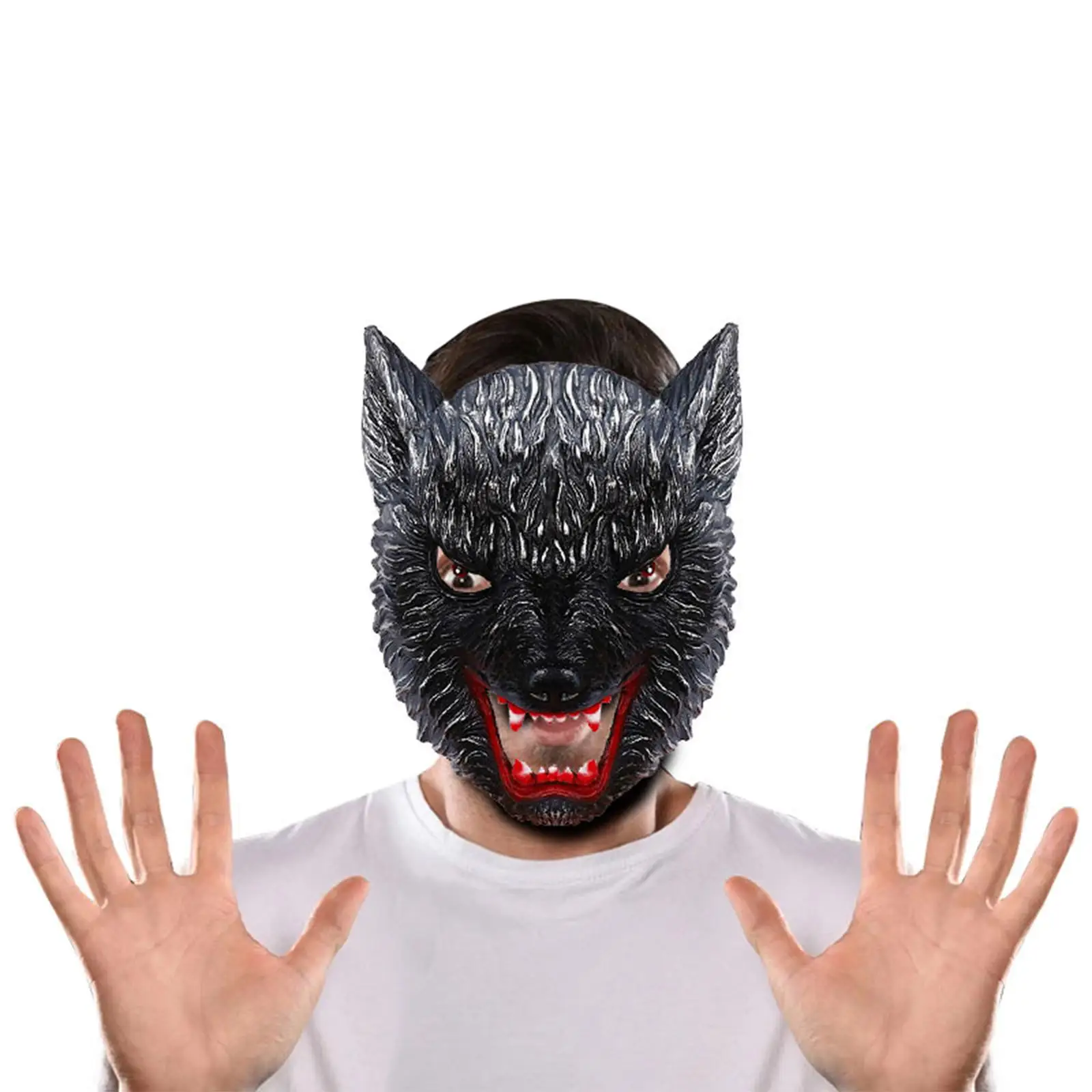 Halloween Wolf Mask Cosplay Costume Masquerade Face Shield Head Mask Werewolf Half Face for Stage Performances Women Men