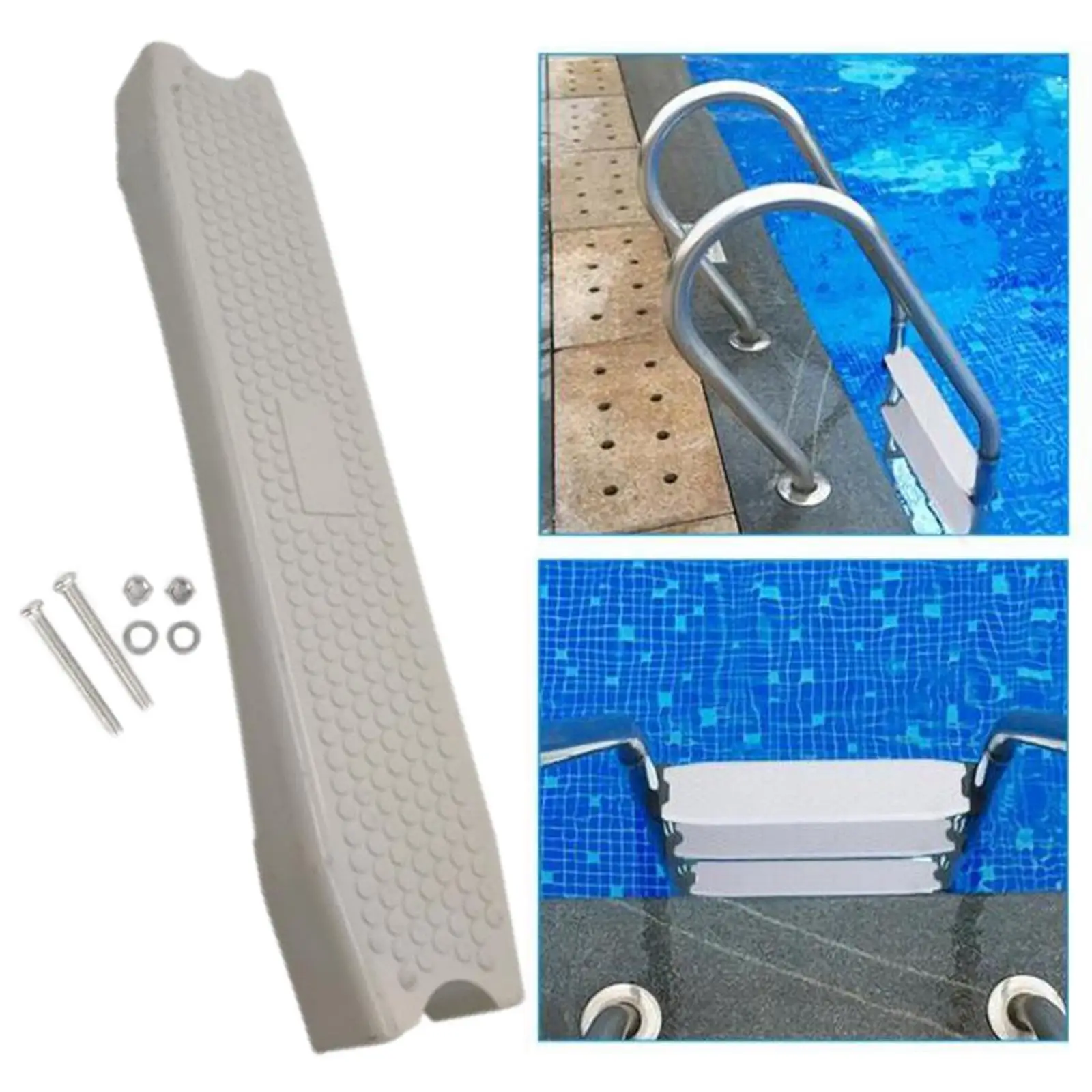 Plastic Ladder Rung Step Pool Anti Slip Durable Replacement above Ground Pedal Accessory with Screws Entry Stair Escalator Pedal
