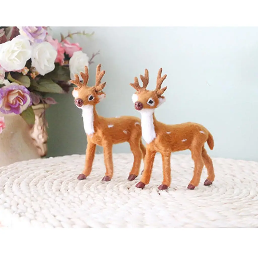 Miniature Realistic Deer Figurines Reindeer Animal Figures Toys for Christmas