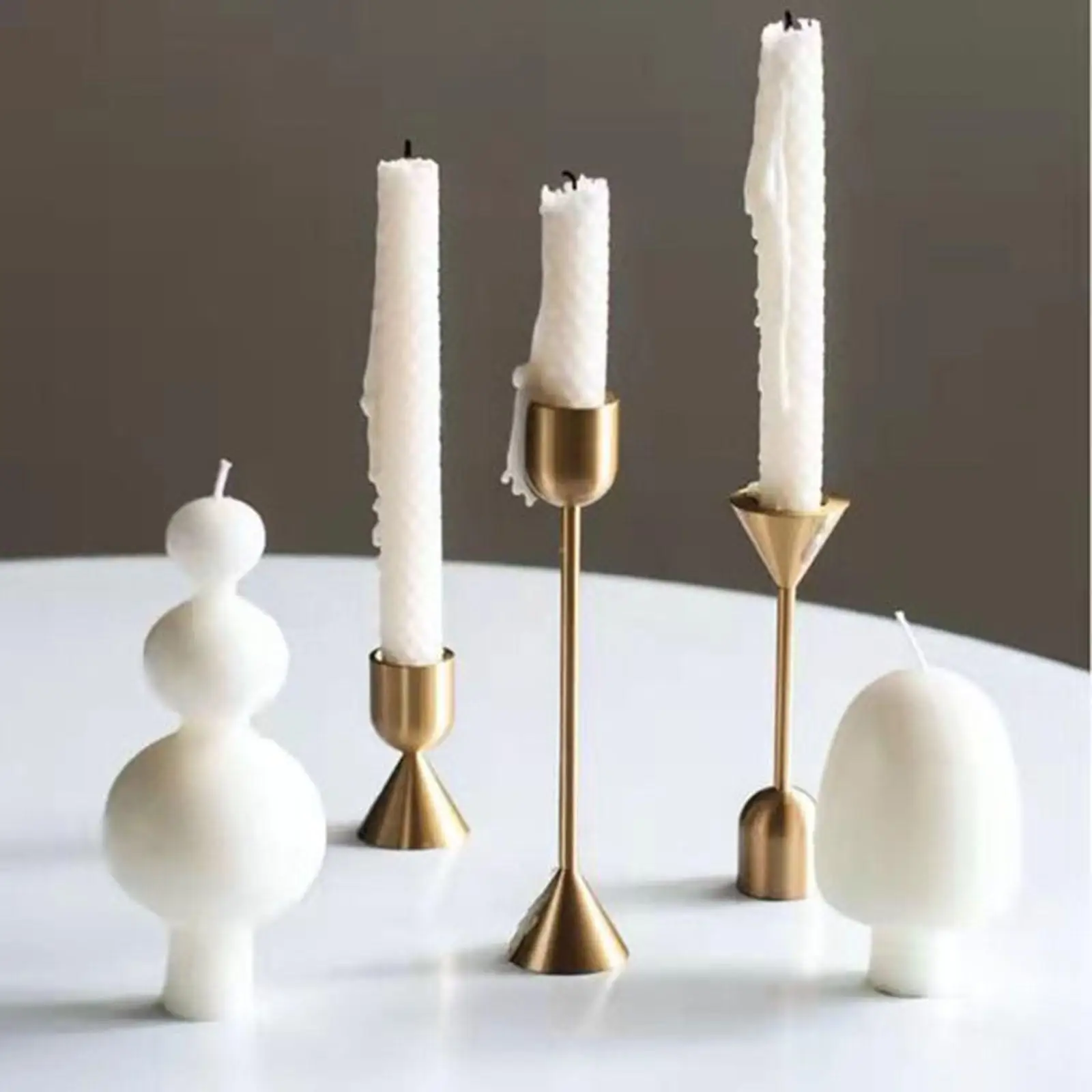 Set of 3 Gold Candle Holder Candelabra Elegant Candlestick for Party Holiday Desktop Decor