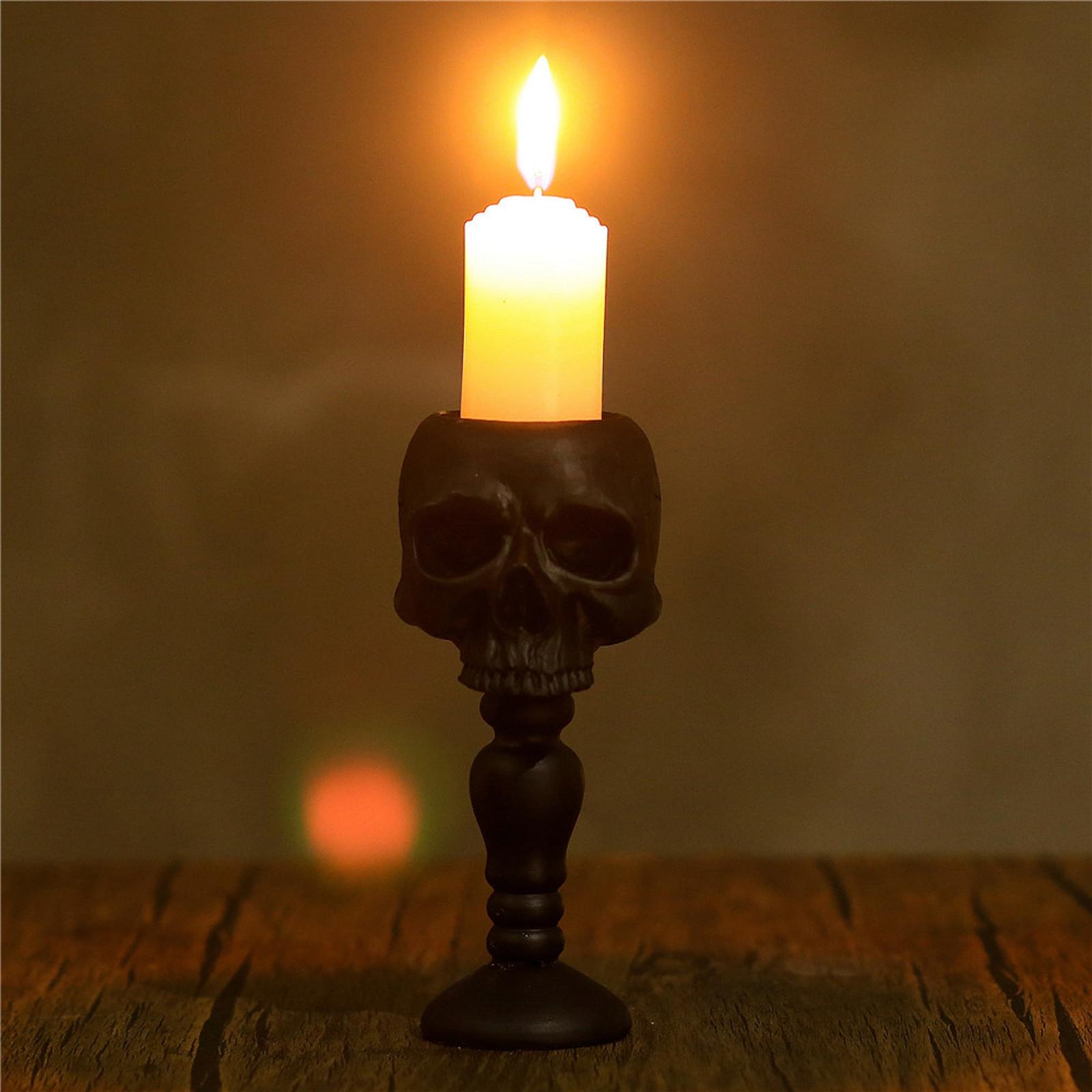 Skull Taper Candle Holder Candelabrum Skeleton Statue Dining Room Home Decor