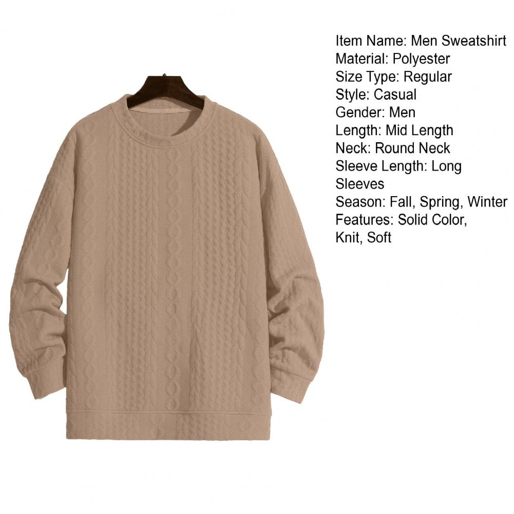 Description Picture 3 of itemRound Neck Men Sweatshirt Cozy Men's Knitted Sweater Soft Loose-fit Pullover with Applique Detailing for Fall Winter Warm Men