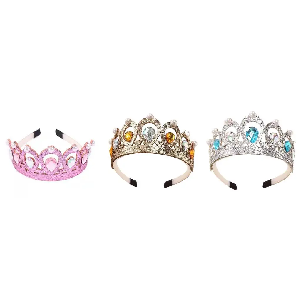 Princess Crown Tiaras Crystal Topper Headwear Decorations Baroque Accessories for Decorations Halloween Adults Woman Bridal