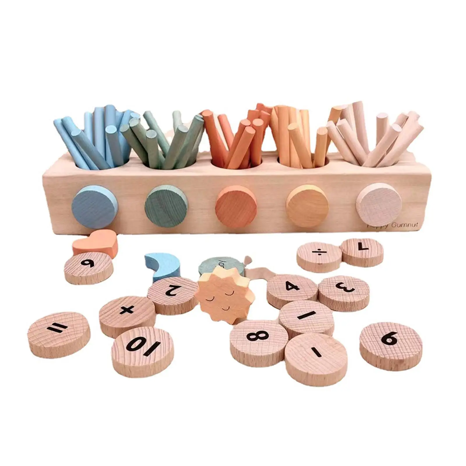 Wooden Toys Spindle Box Number Board Math Blocks Montessori Toy for Kids