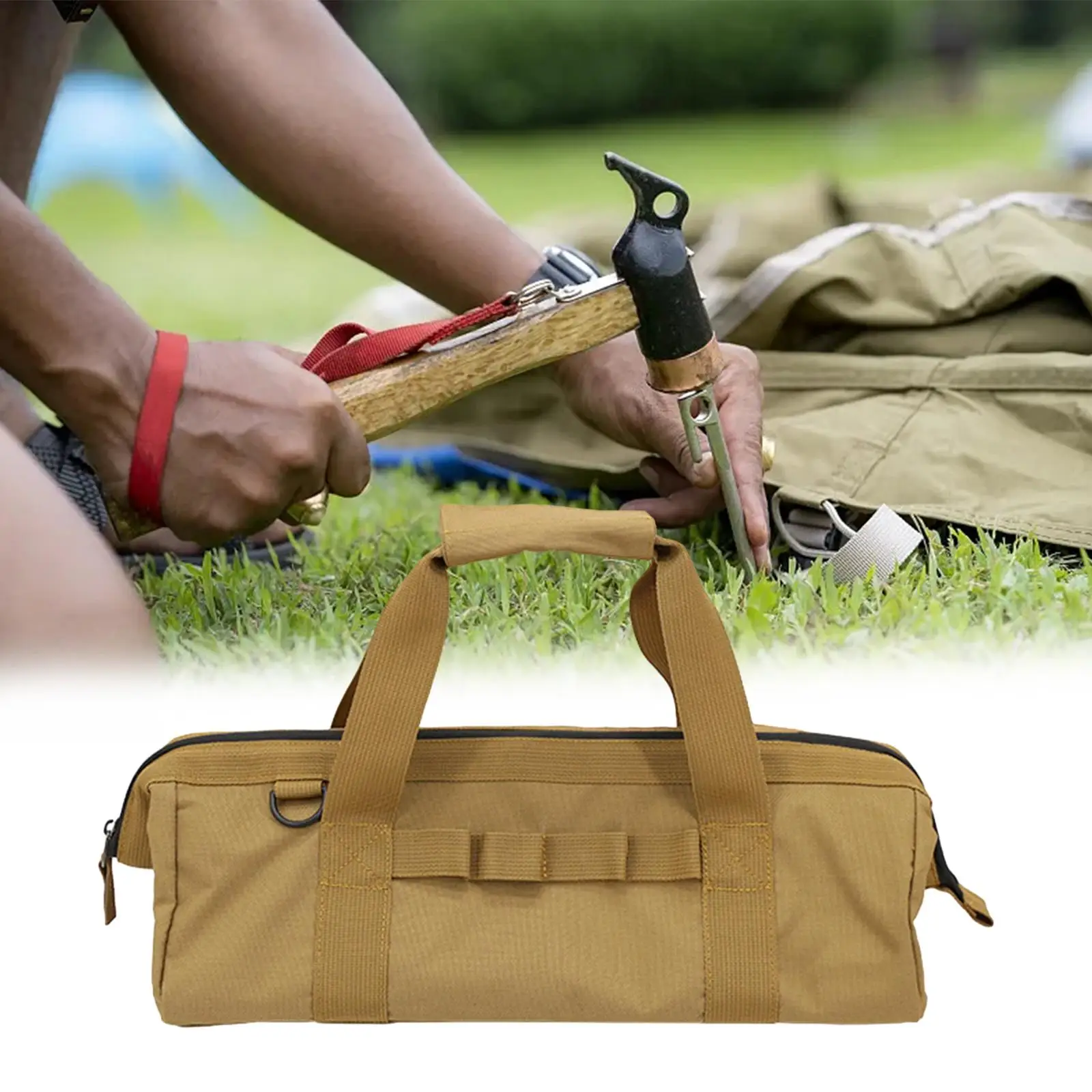 Tent Stakes Storage Bag Durable with Handle Carrier Utility Tote Bag Tent Pegs Pouch for Hiking Work Gardening Camp Tarp
