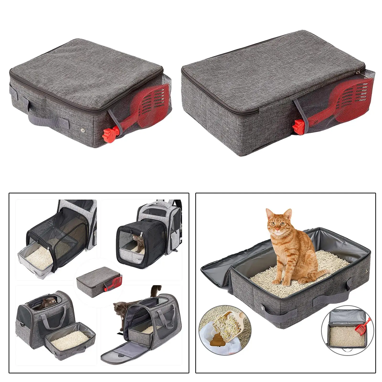 Travel Toilet with Zipped Lid Easy to Use No Leakage Collapsible Cat Litter Tray Portable Cat for Road Trip