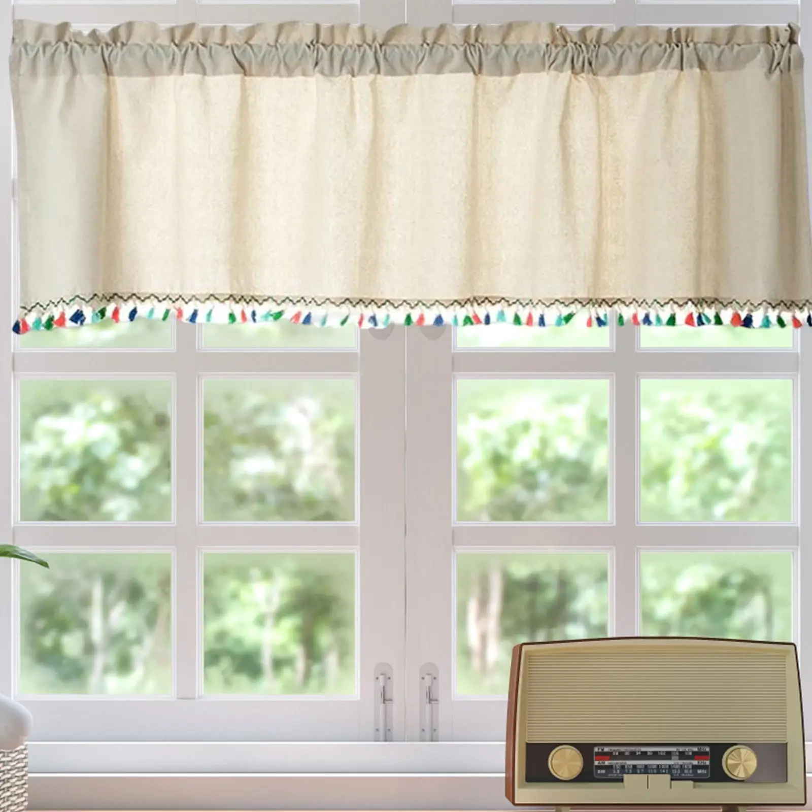 Rod Pocket Valances Decoration Short Curtains for Shop Panel