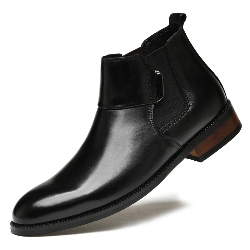 Title 2, British Retro Chelsea Boots for Men Genuine Lea...