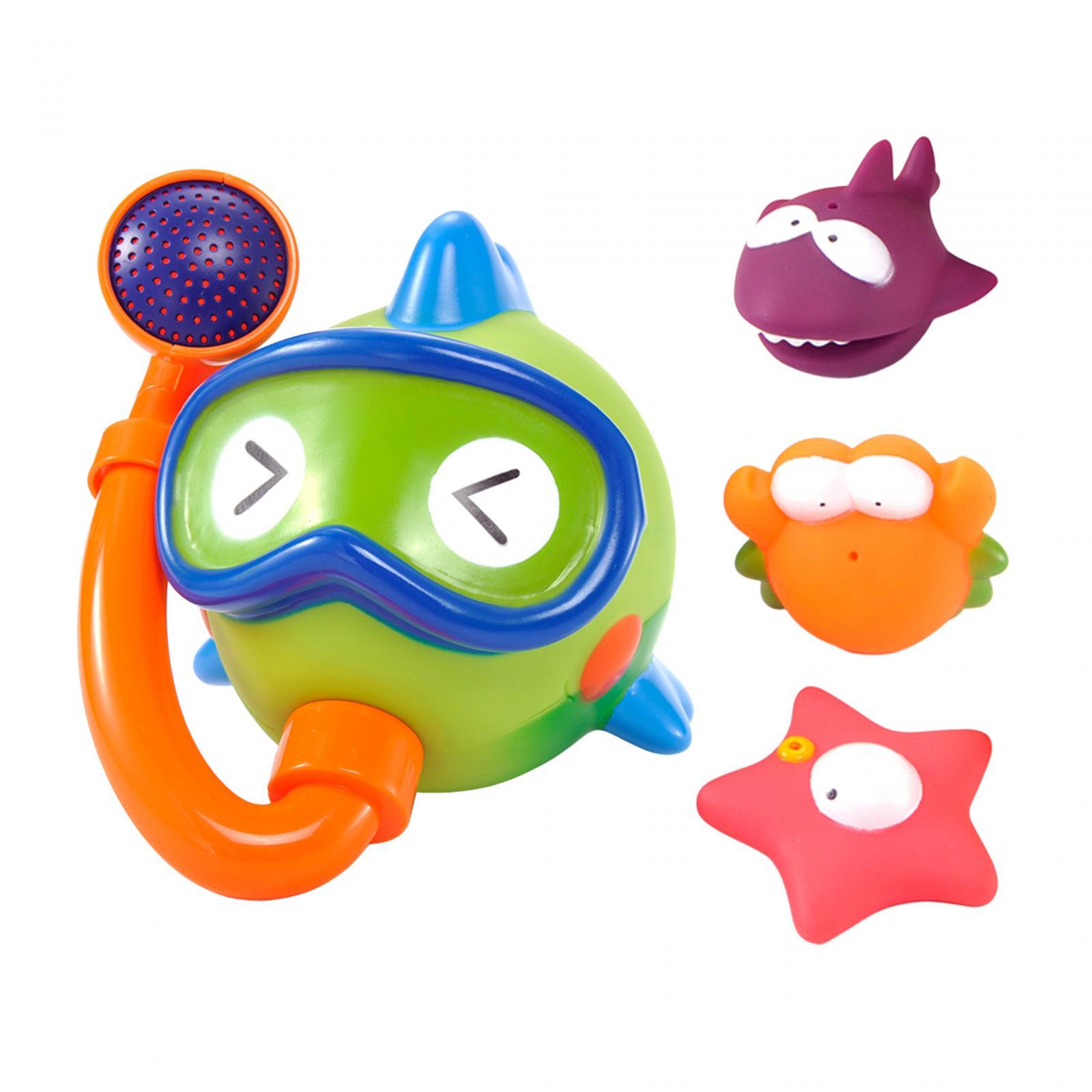 4Pcs Bathroom Water Playing Bath Toy, Toddlers Bath Shower Toys, Fish Fountain Bath Toy