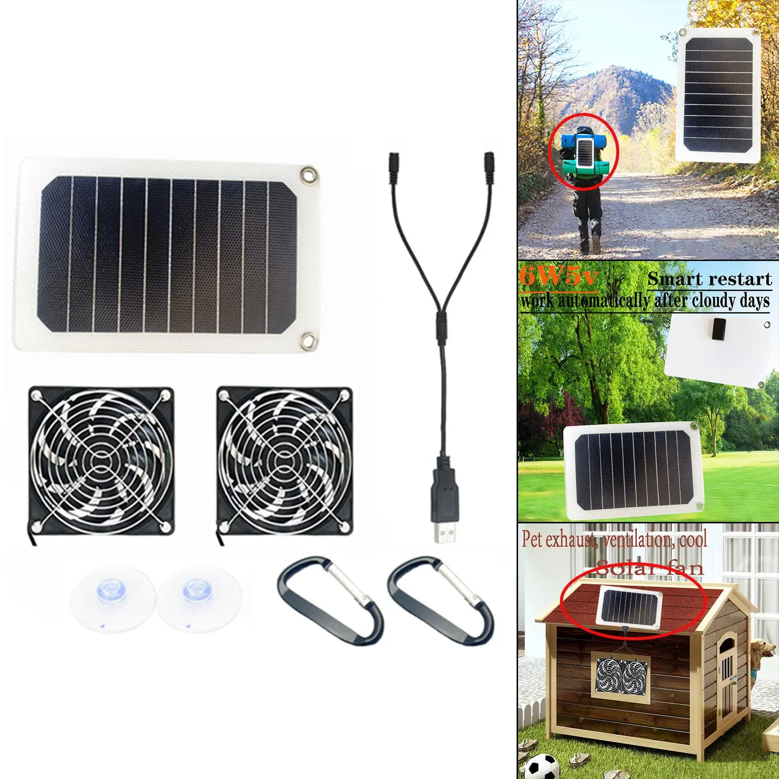 Solar Powered Exhaust Fan Extractor Ventilation for Window Exhaust Camping