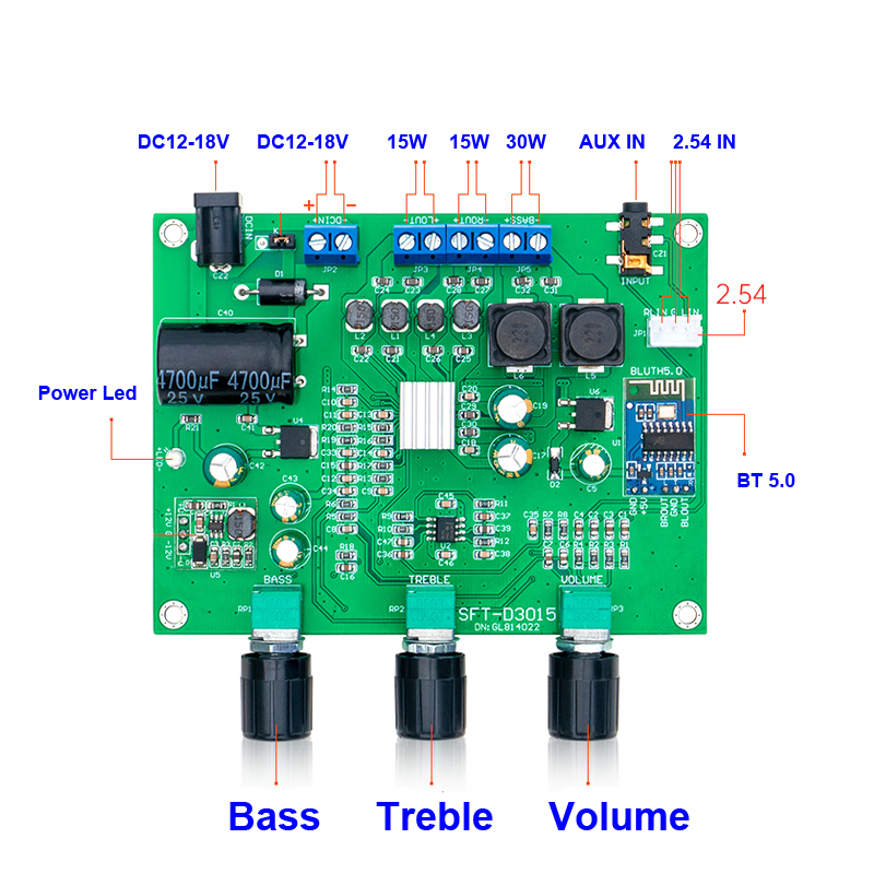 Title 2, 2*15w + 30w bluetooth 5.0 amplificadores de pot...