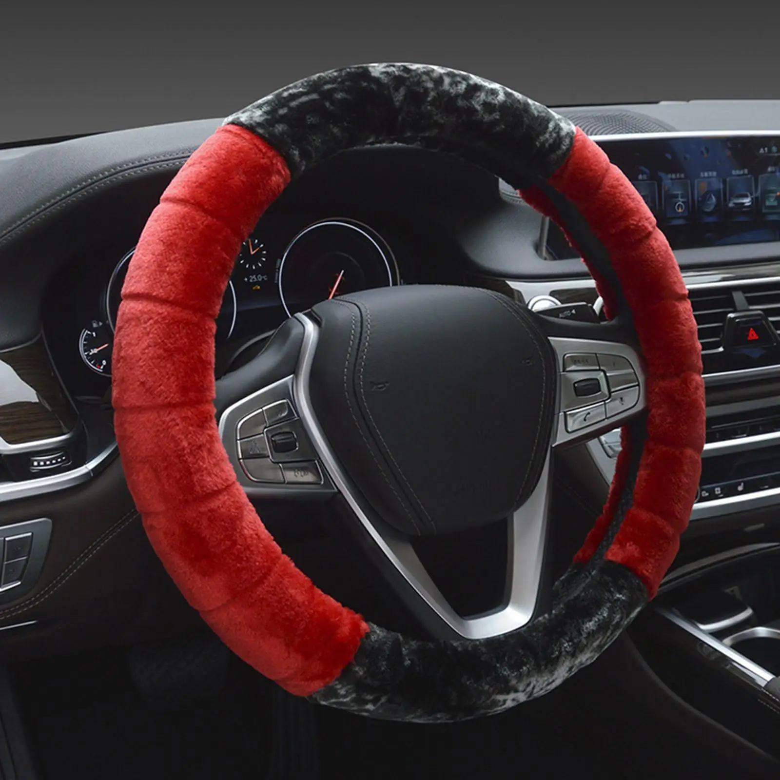 Car Steering Wheel Cover Universal 38cm Accessories Soft Plush Car Parts Classic Protector Anti-Slip for Winter Warm