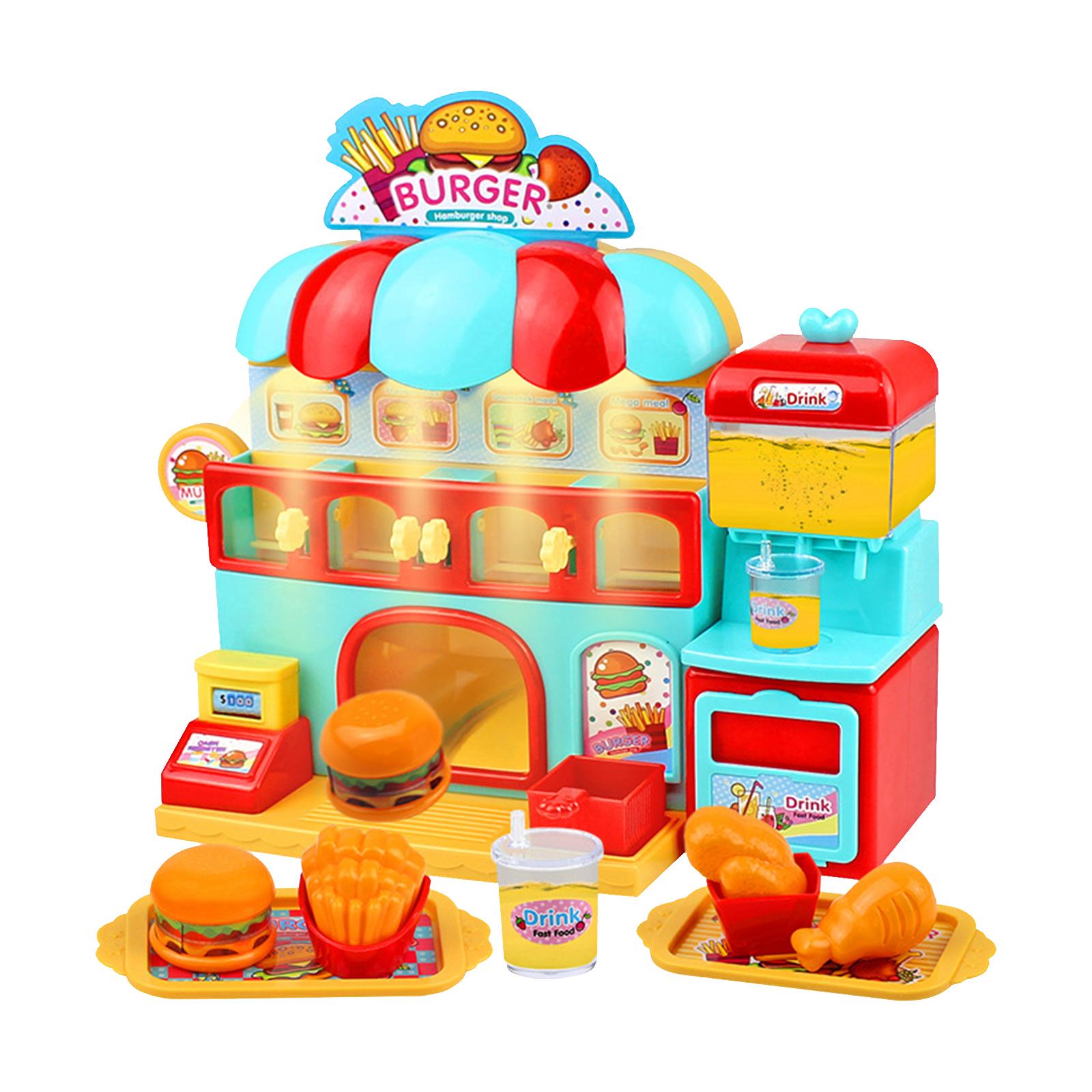 Burgers Shop Toy Role Play Fastfood French Fries Simulation Pretend Play Toy Kitchen Toys Foods Burger for Boys Kids Girls Gift