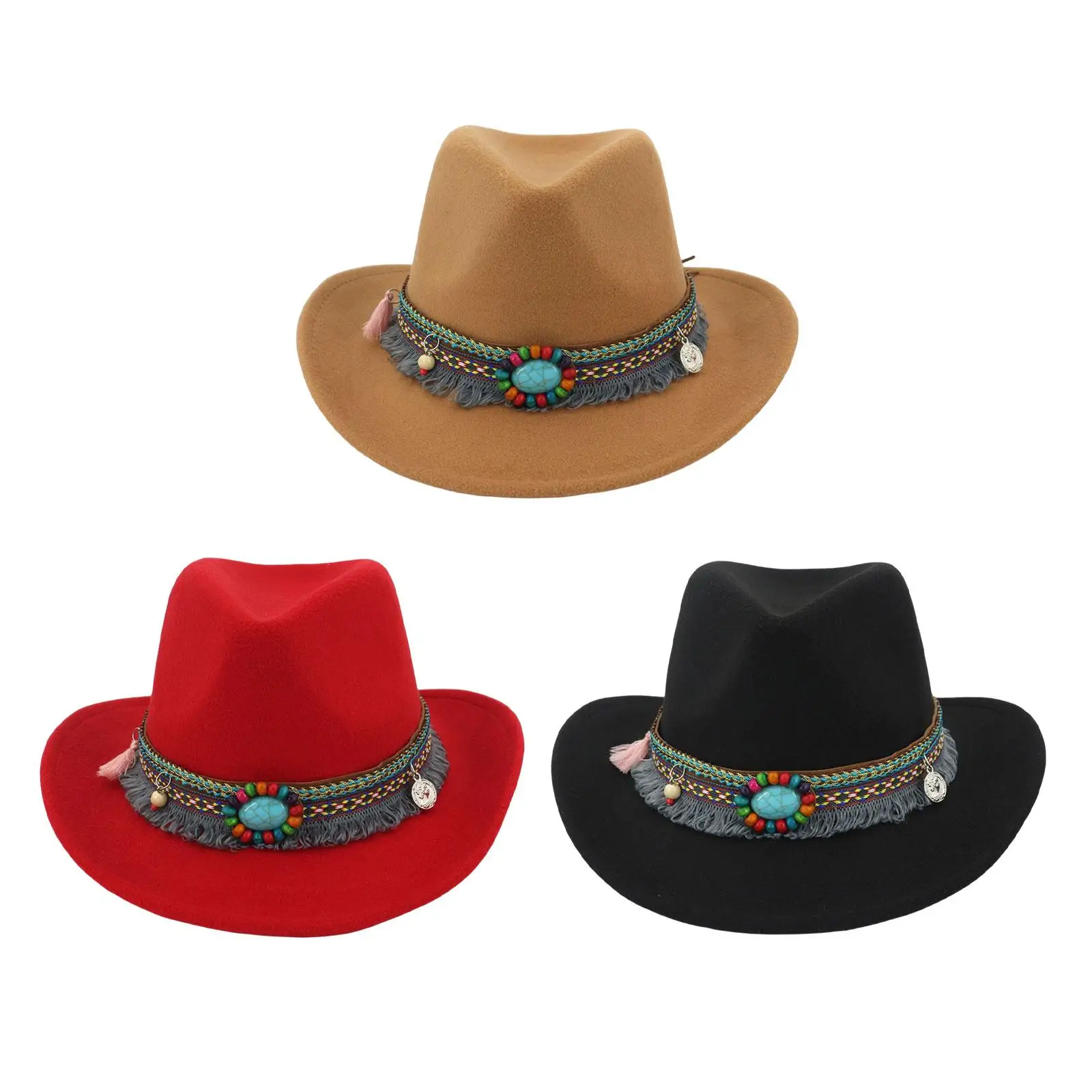 Fashion Women Men Cowboy Hat Fedoras Caps Accessories Panama Hat Cowgirl Hat Jazz Top Hat Costumes Sun Hat for Festival Holiday