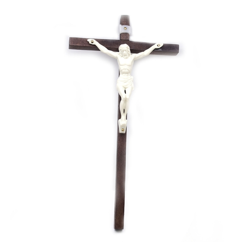 Description Picture 6 of itemCrucifix Wall Cross Solid Wooden Catholic Cross Decor for Wall Christian Prayer Hand Holding Cross Home Office Decor