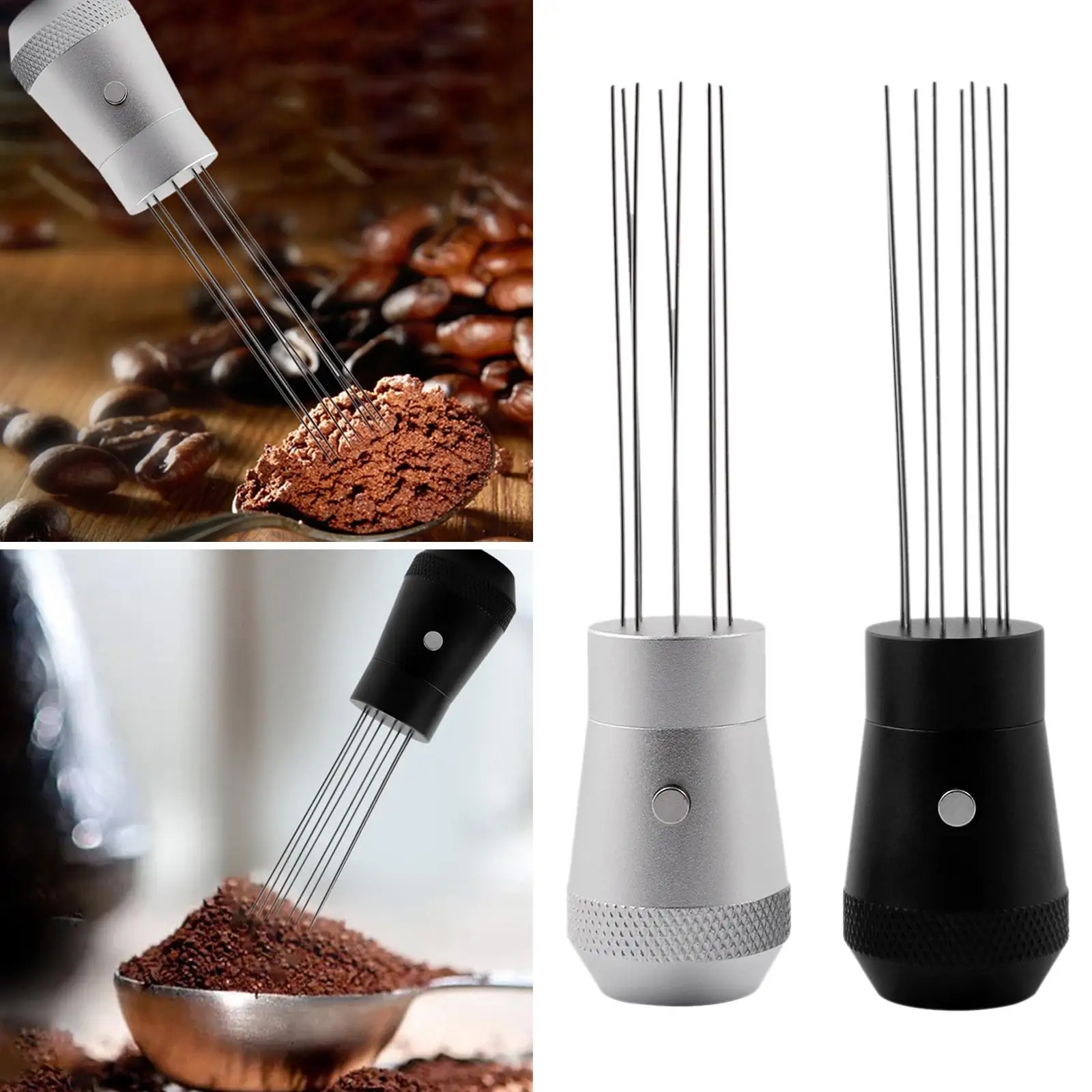 Coffee Stirrer Tool Anti Slip Aluminium Alloy with 8 Stainless Steel Pins