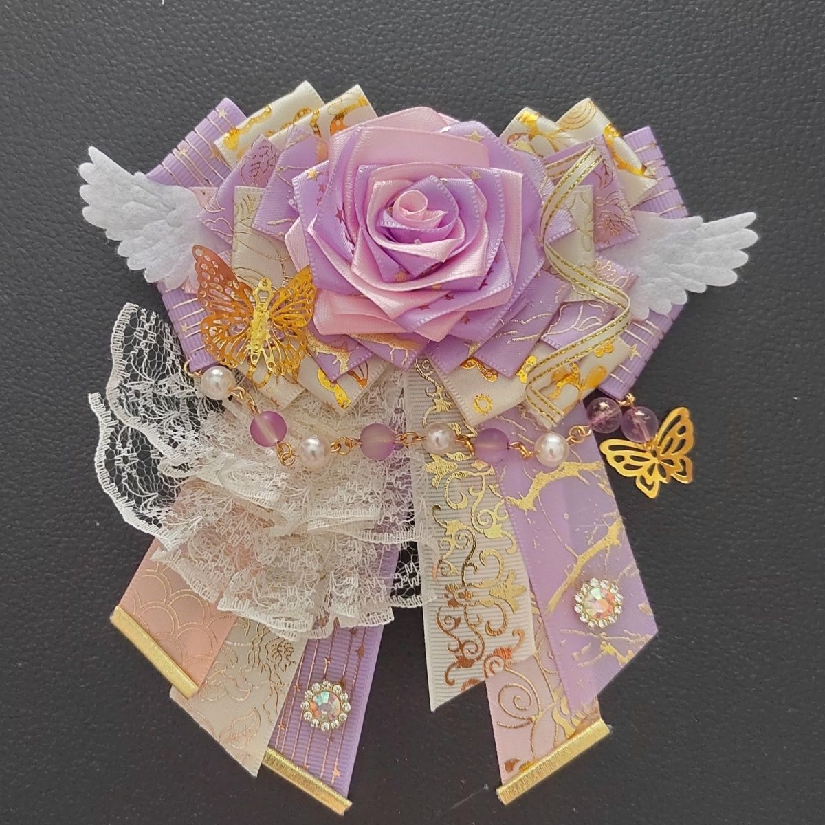 Frauen Lolita Cosplay Spitze Fliege Brosche Original Luxus Anzug Shirt Anime Mädchen Rollenspiel Zubehör High-End-Kragen Blumen – Detail 8
