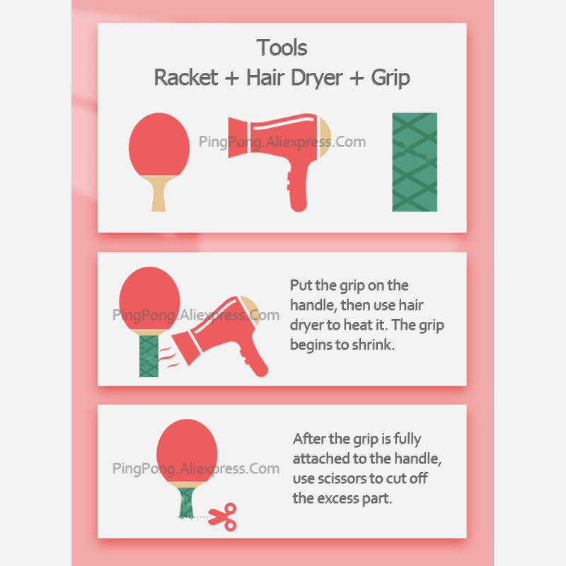 Description Picture 2 of item2x Table Tennis Racket Overgrip Handle Tape Heat-shrinkable Material Ping Pong Bat Grips Sweatband Accessories