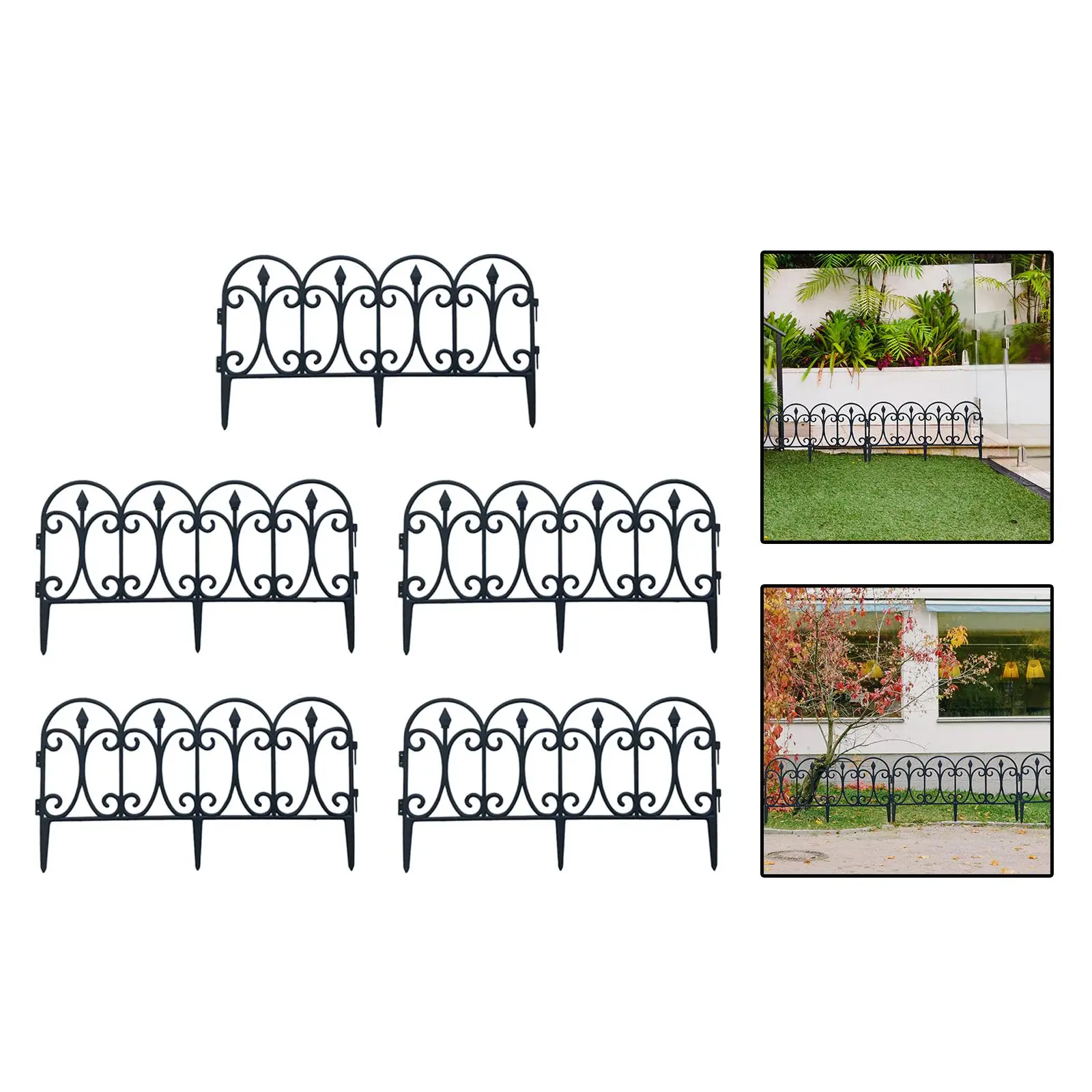 5x Artificial Garden Fence Ground Insert Border Decoration Fencing for Landscaping Lawn Flower Bed Edging Yard DIY Decorative