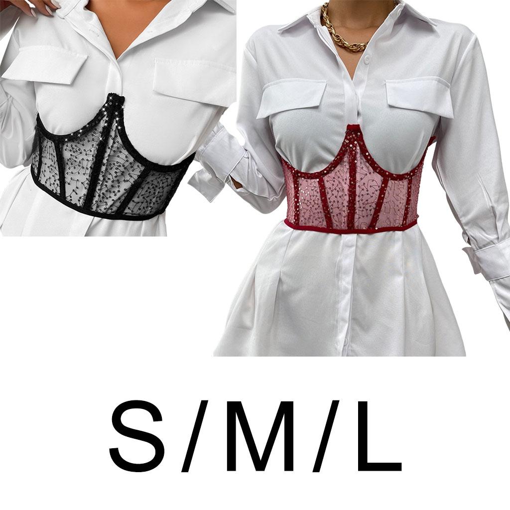 Corset for Women, Belt, Sequins,  Waist, Belts with Laces, Adjustable under Bust, Embroidery, Bustier, Dress