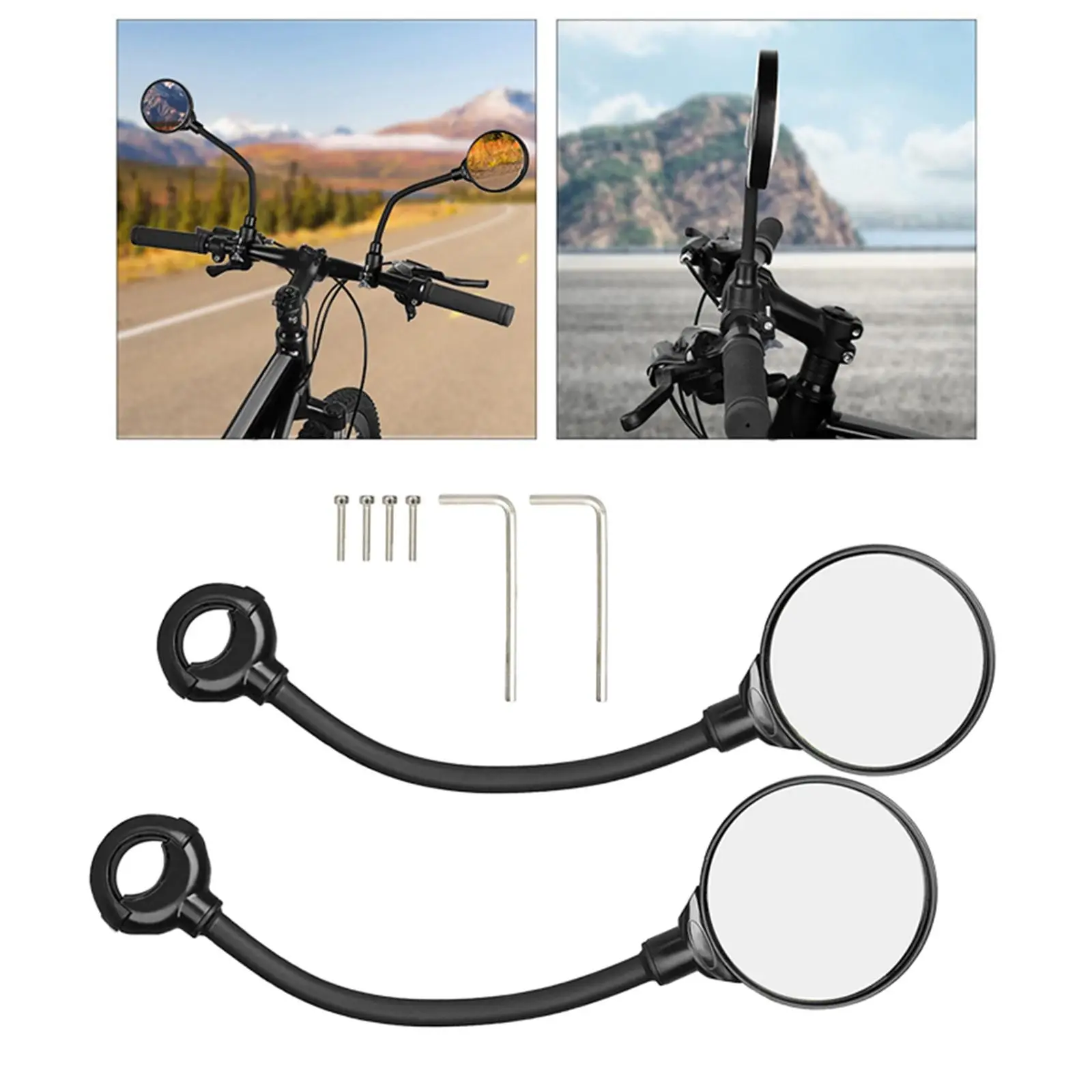 2 Pieces Mountain Bike Mirror Bicycle Rear View Mirrors Acrylic Convex Riding