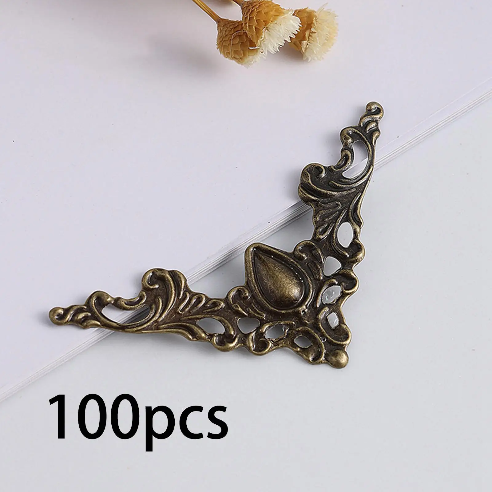 100x Corner Brackets Applique Angle Metal Book Corner Protector for Notebook Menus