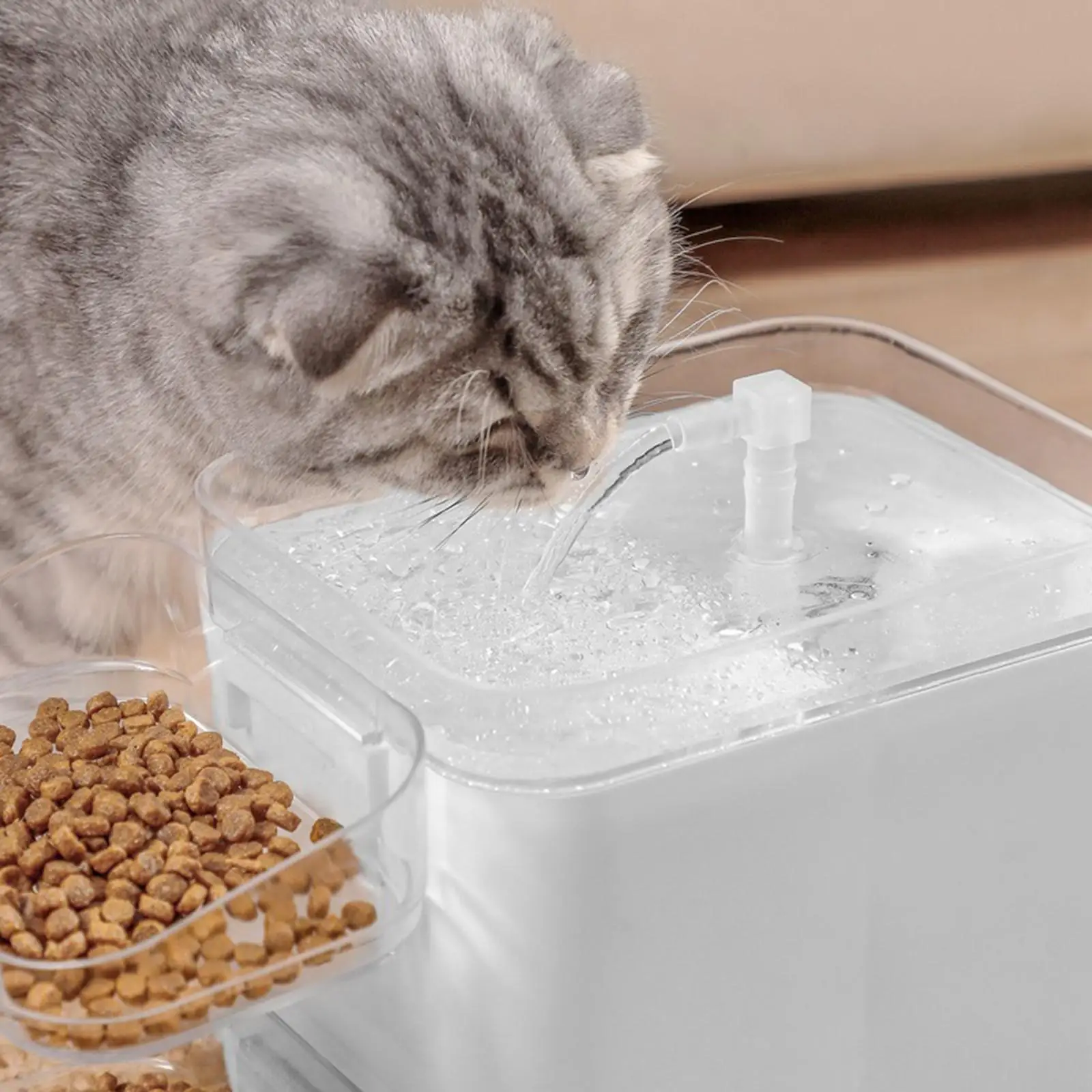 Cat Drinking Fountain USB Rechargeable with Night Light Water Feeder Bowl Pet Waterer Drinking Dispenser for Puppies Kitten Cats