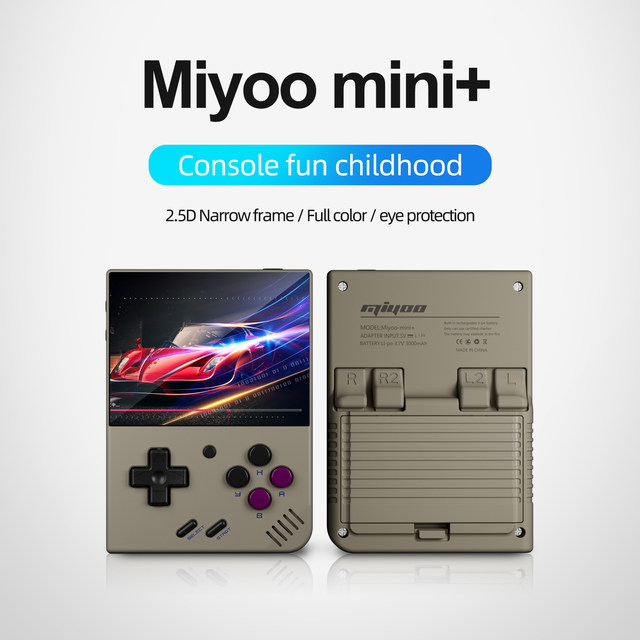 Miyoo Mini Plus Retro Gaming Console - 3.5" IPS Screen, 3000mAh Battery, WiFi, RTC, Plays 1000s Of Classic Games, Gray