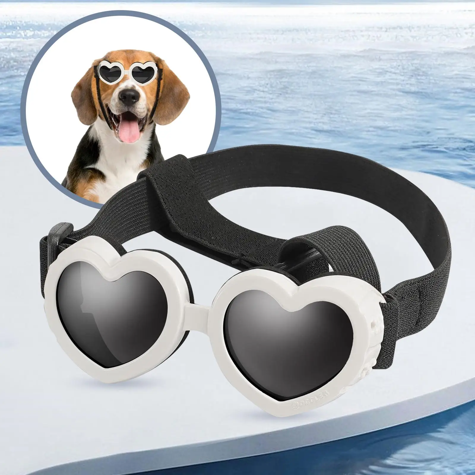 Dog Goggles Windproof Waterproof Pet Sunglasses with Adjustable Strap Fashion Eyewear Love Shaped Dog Sunglass Pet Accessories
