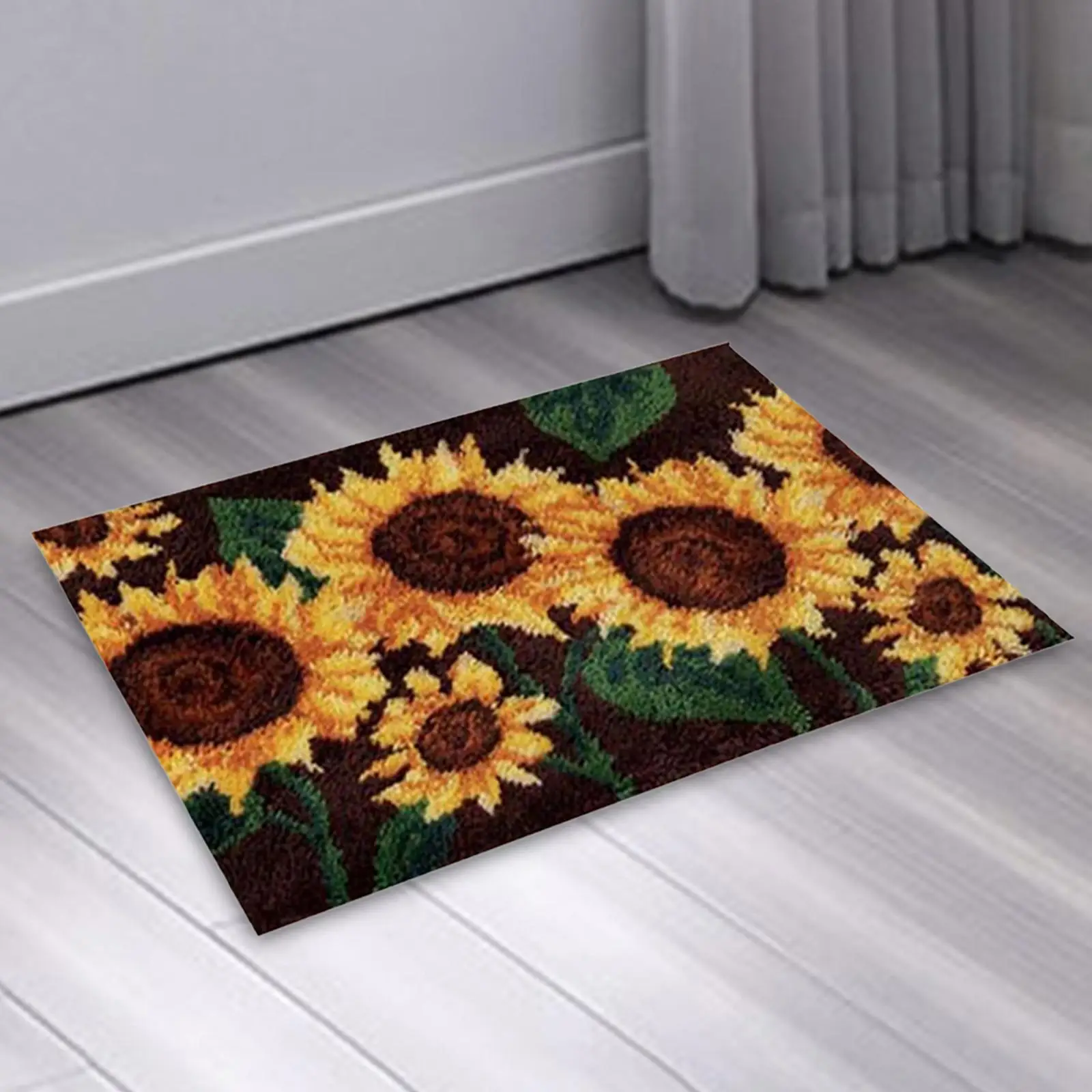 Sunflower Latch Hook Rug Kits Crocheting Carpet Crochet Yarn Mat for Craft