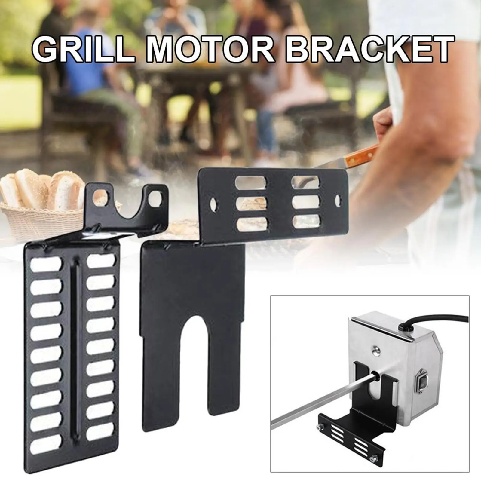 2Pcs Electric Grill Motor Bracket Accessory Support Easy to Install with Screws Rotisserie Rod Rack for Patio Outdoor Camping