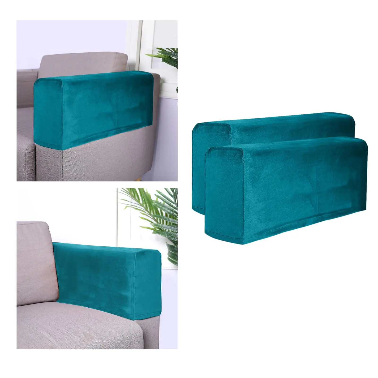 2pcs Sofa Armrest Cover Thickened Polyester Stretchy Chair Armrest Slipcover for Living Room