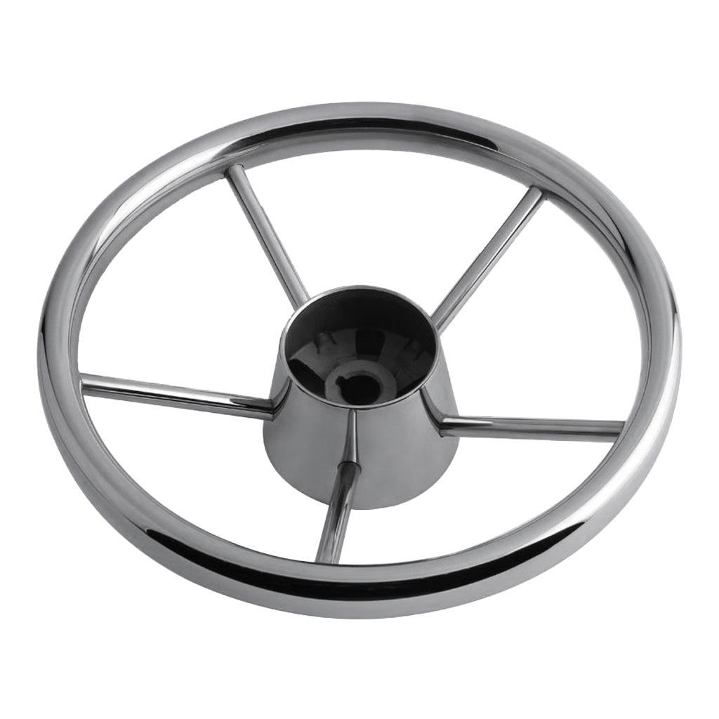 5 Spoke Marine Steering Wheel 25 Degree with Hub for Inflatable Boat - 13 1/2 inch 340mm Dia