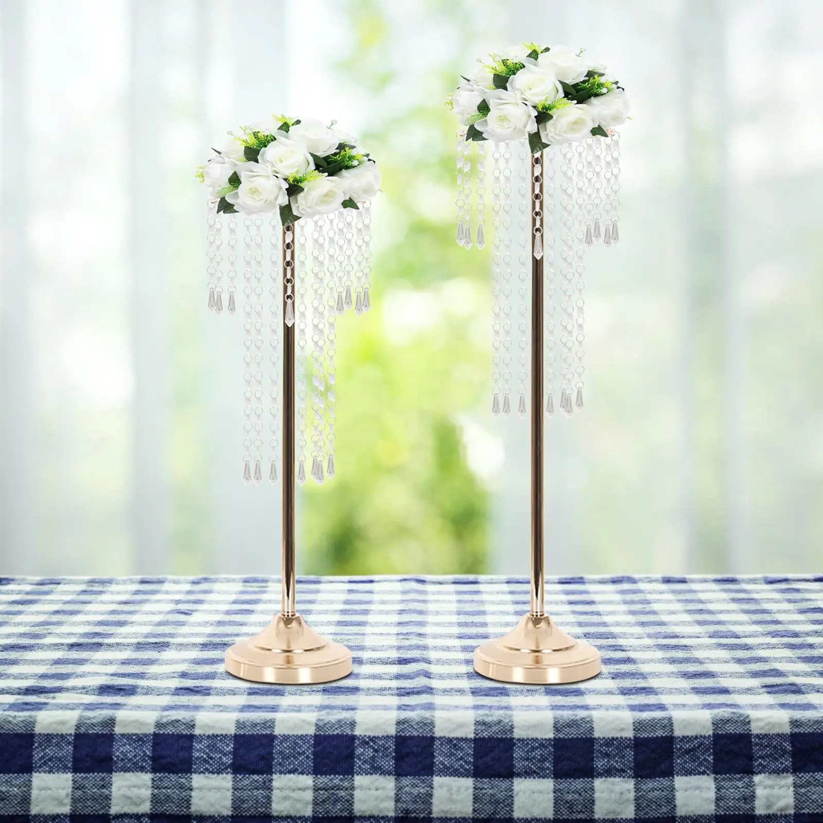 Crystal Floral Display Rack Centerpieces Flowers Holder Stand Desktop Container Metal Flower Vase for Dinner Wedding Road Leads