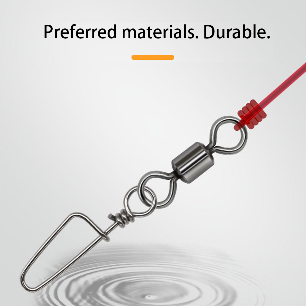 DNDYUJU 10-30X Angeln Wälzlager Wirbel Solide Ring Interlock Snap Für Angelhaken Köder Angeln Stecker Tackle Zubehör – Detail 6