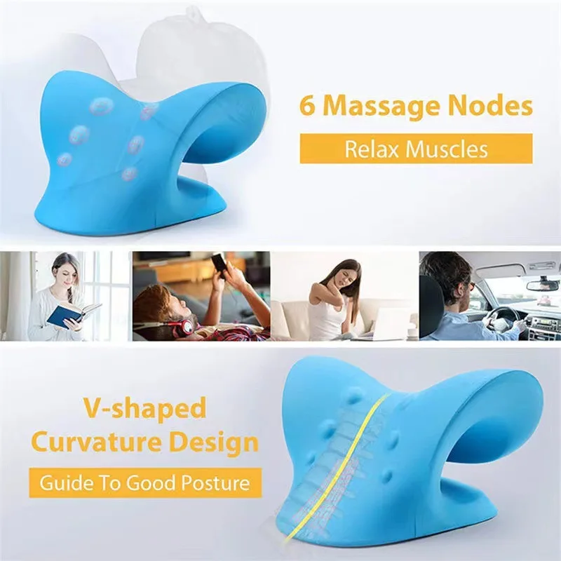 S4155c31e83094d38993e2fef2fb10352D Neck Massage Pillow Neck Shoulder Cervical Chiropractic Traction Device Massage Pillow for Pain Relief Body Neck Massager