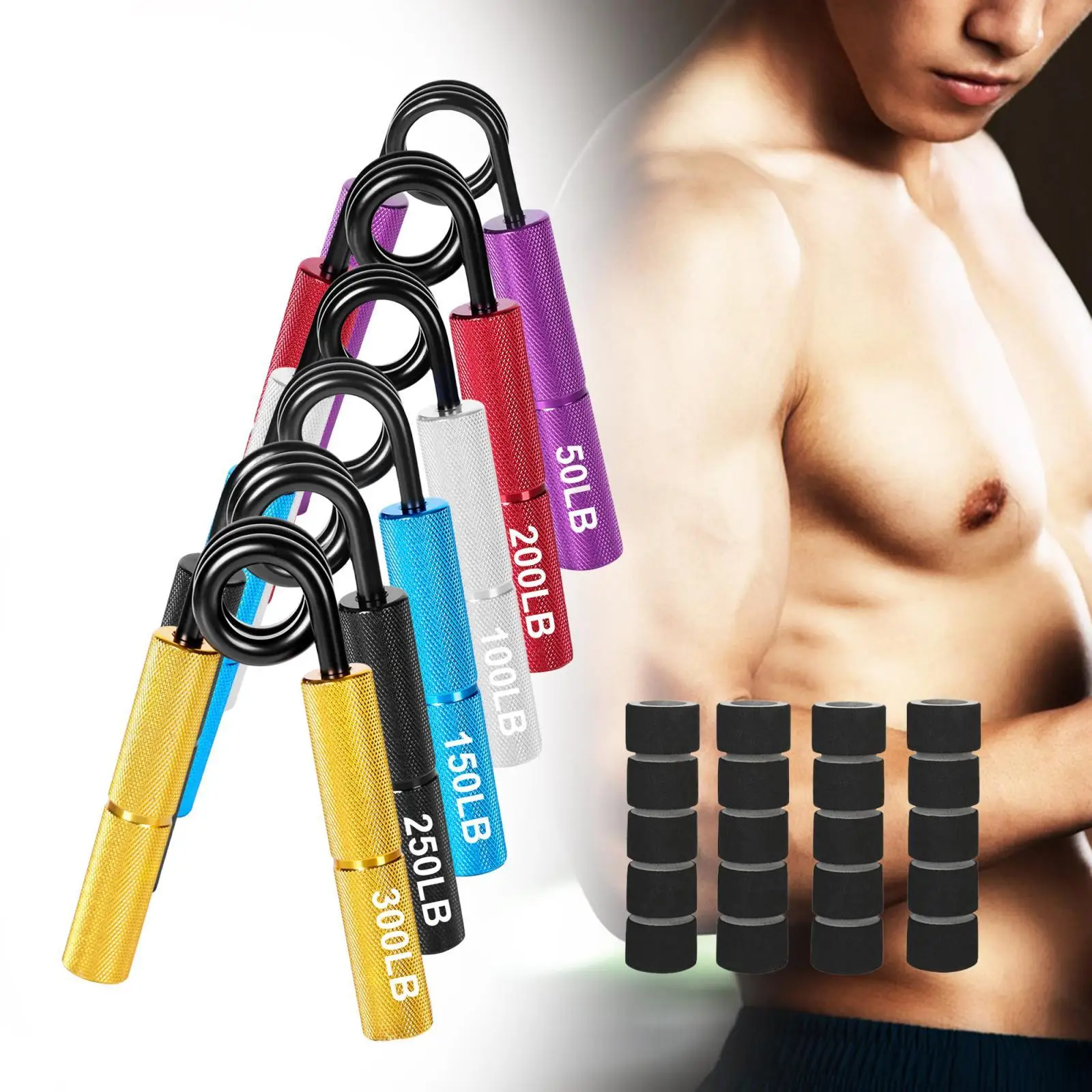 6Pcs Grip Strength Trainer Training Hand Exerciser Manual Forearm Exerciser Hand Grip Strengthener Exercise for Player Piano Gym