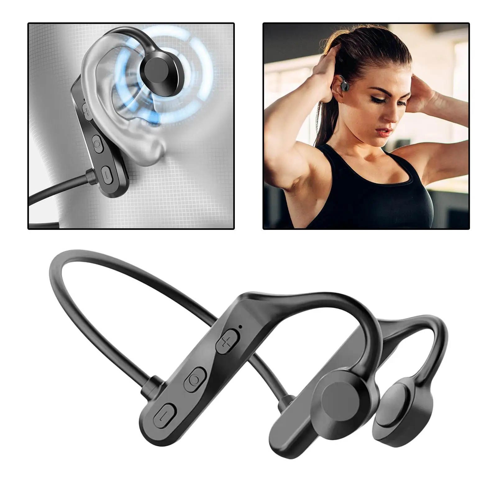 Bone Conduction Headphones Lightweight IPX5 Waterproof Bluetooth Earphone for Yoga Work Noise Reduction Low Latency Built-In Mic