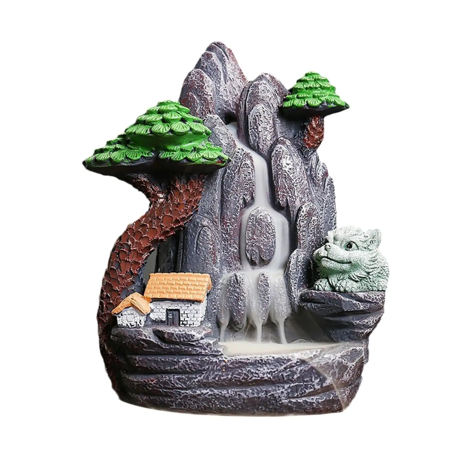 Mountain Backflow Incense Burner Sculpture Tabletop Ornament Incense Cone Holder for Office Table Yoga Desk Home Decoration