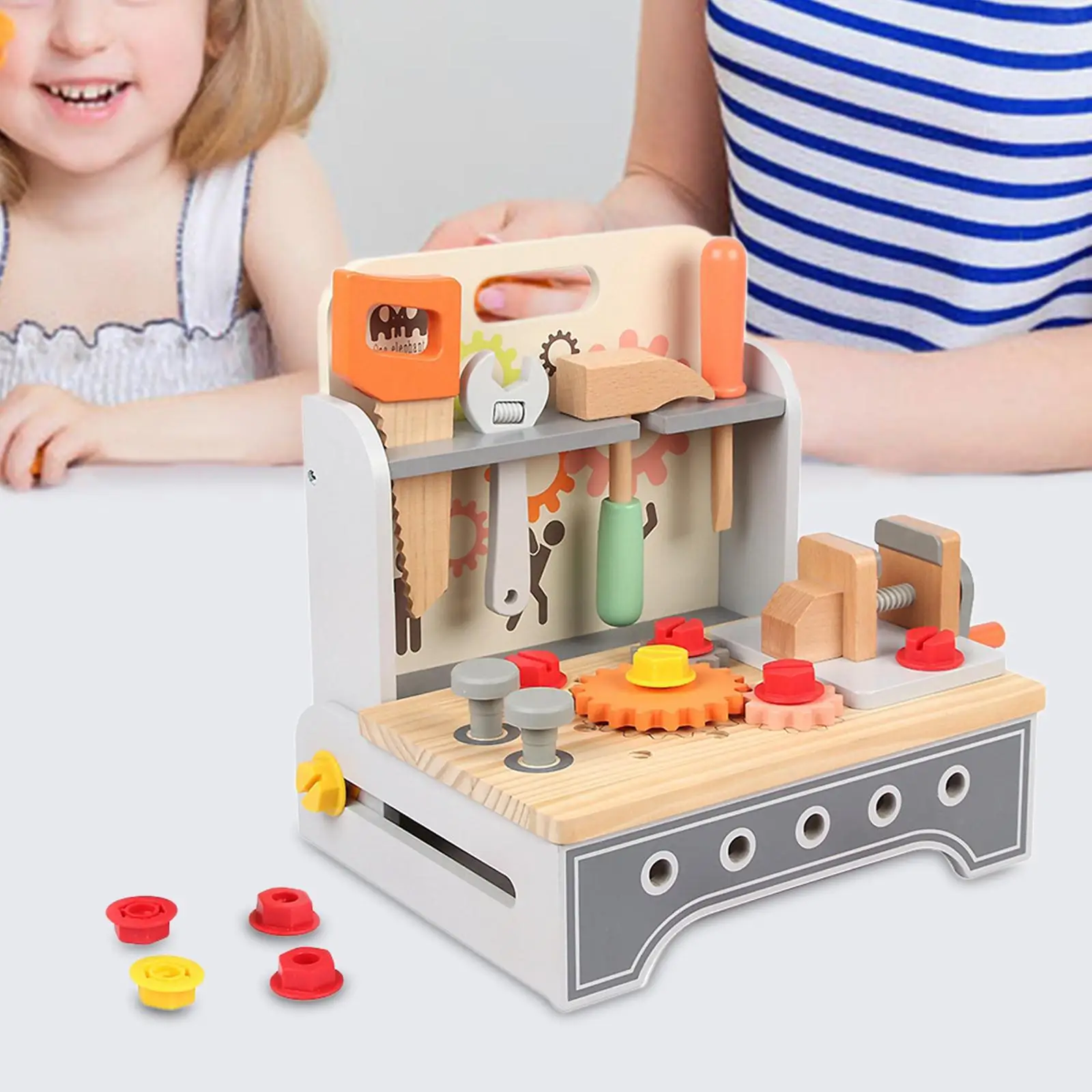 Wood Toy Tool Set Play Tool Repair Wrench Toys Repair Tool Kit for Living Room Children